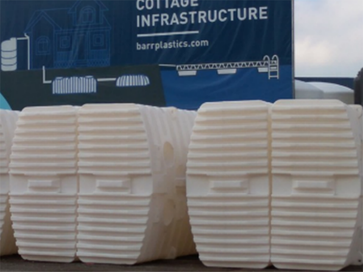 Figure 4: Low profile 2100 imperial gallon cisterns (shown stored on sides). (Credit: Barr Plastics, with permission)
