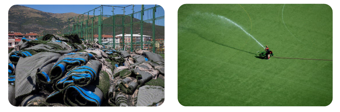 Artificial turf waste management and water combo